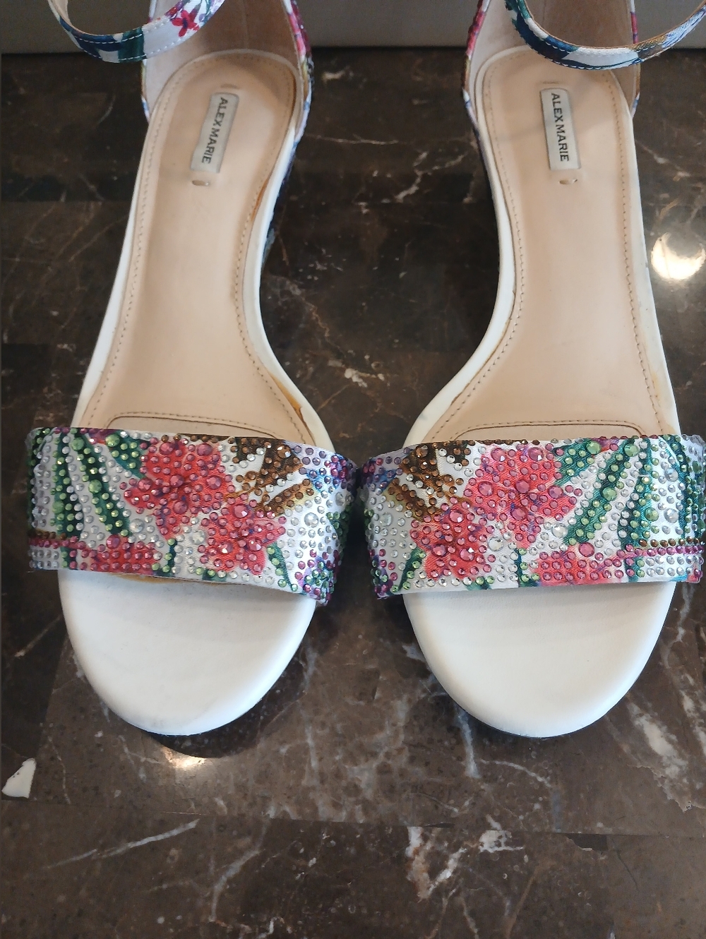 Alex Marie Multicolor Crystal-Embellished Ankle-Strap Flats - Picture 5 of 13
